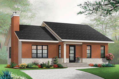 2 Bed, 1 Bath, 1211 Square Foot House Plan - #034-01087