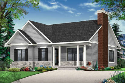 2 Bed, 1 Bath, 1211 Square Foot House Plan - #034-01088