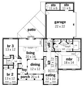 Floorplan 1 for House Plan #048-00100