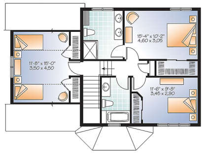 Upper for House Plan #034-01098