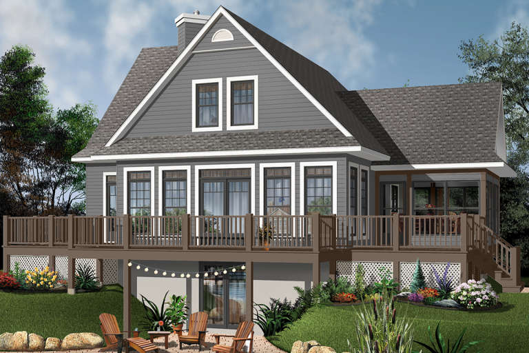 Lake Front House Plan #034-01113 Elevation Photo