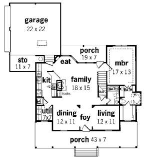 Floorplan 1 for House Plan #048-00102