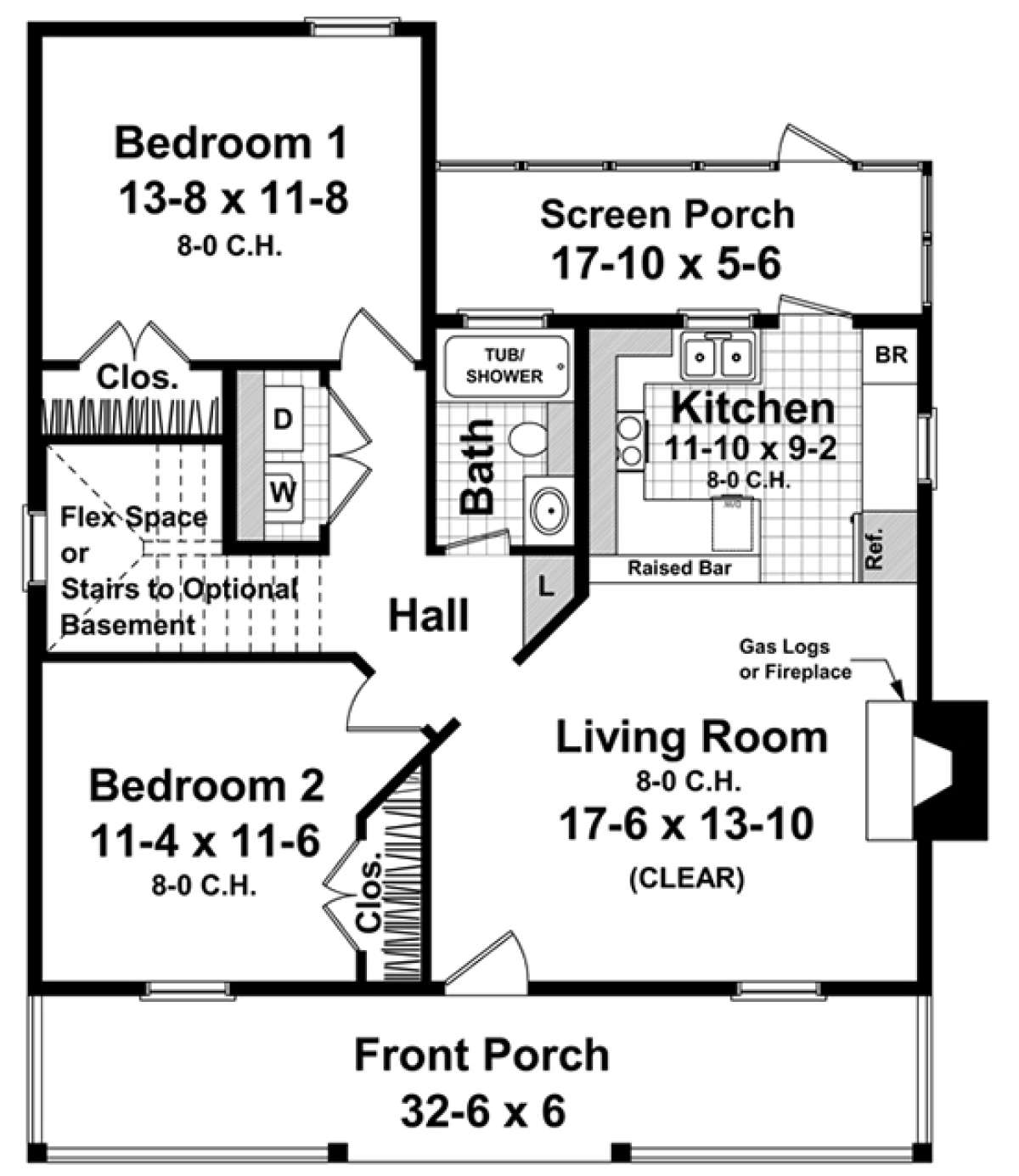 Country Plan 950 Square Feet 2 Bedrooms 1 Bathroom 348 00261