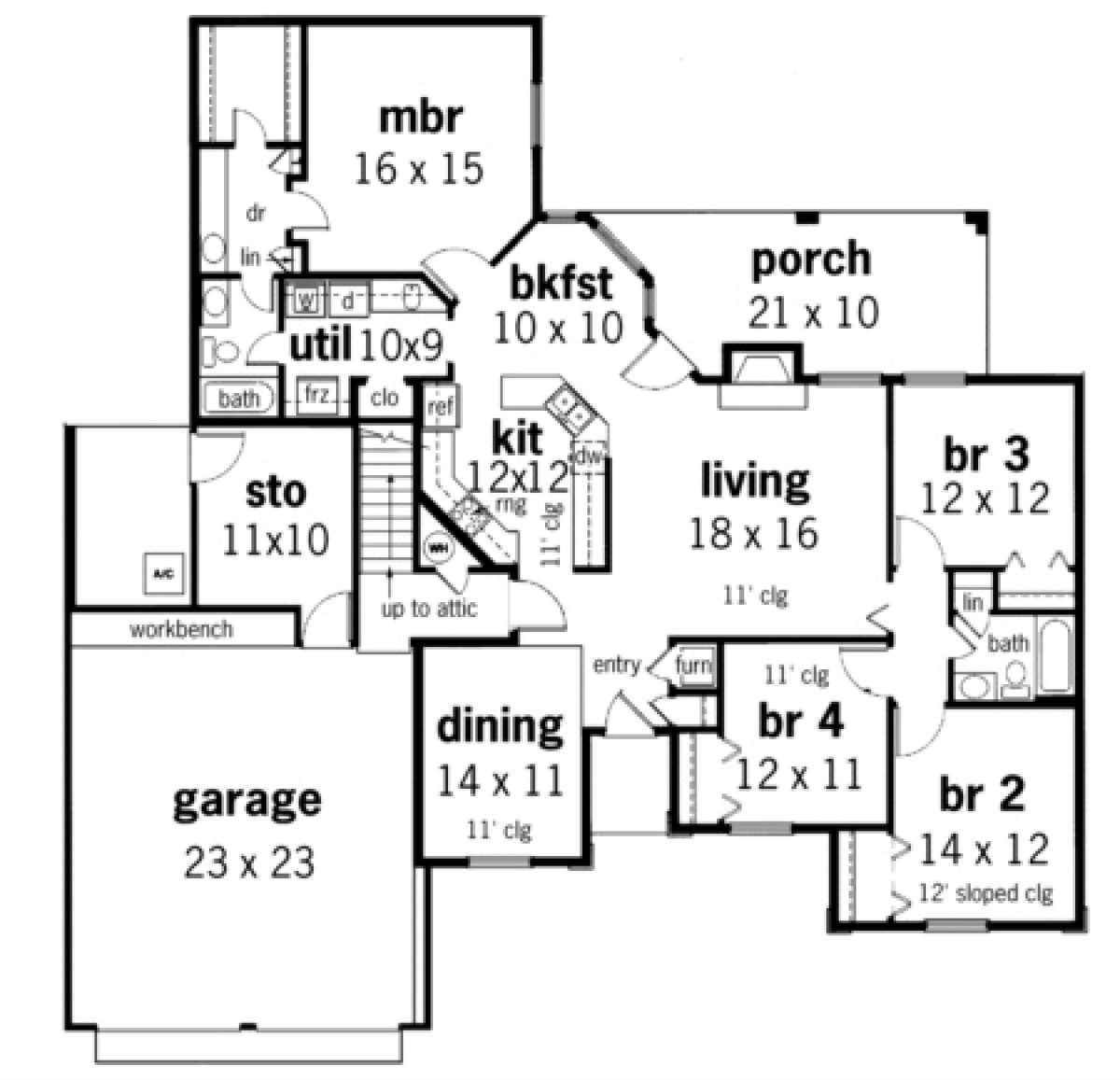 Floorplan 1 for House Plan #048-00103
