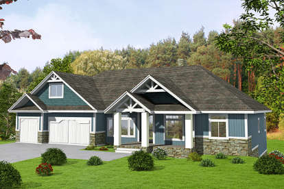 Ranch House Plan #039-00682 Elevation Photo