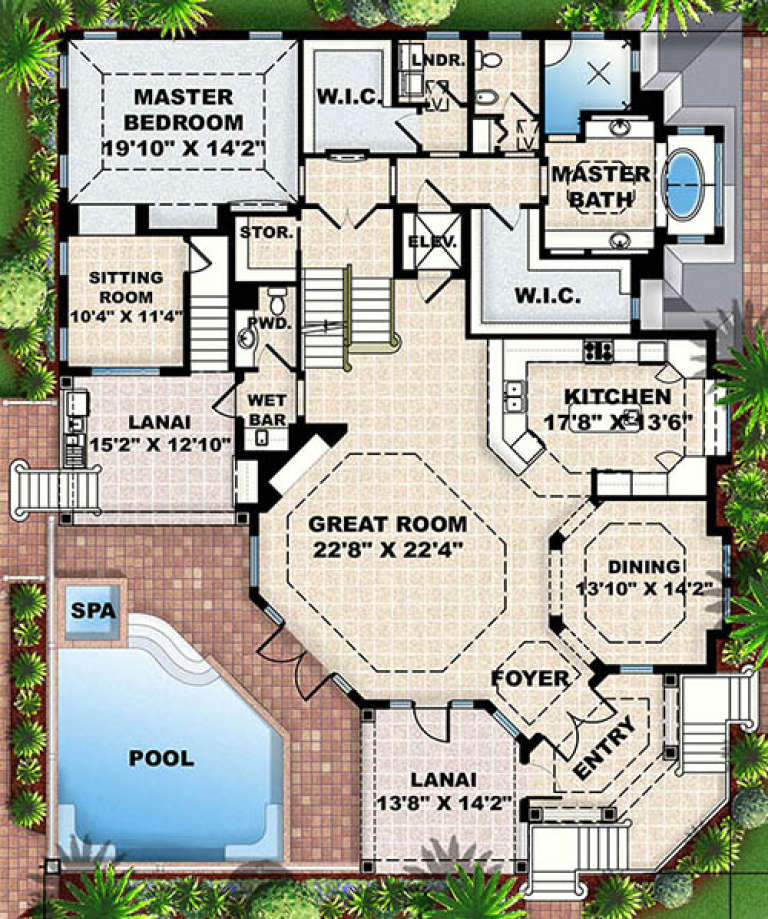 Coastal Plan - 4,473 Square Feet, 4 Bedrooms, 4.5 Bathrooms | Floor ...