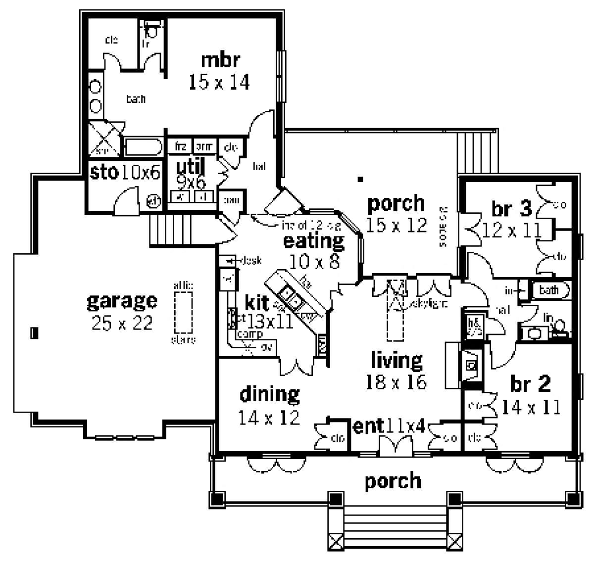 Floorplan 1 for House Plan #048-00107