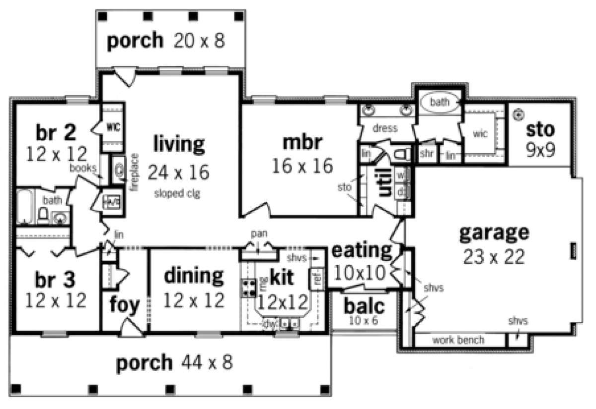 Floorplan 1 for House Plan #048-00108