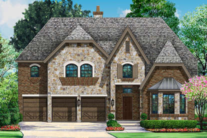 European House Plan #5445-00262 Elevation Photo