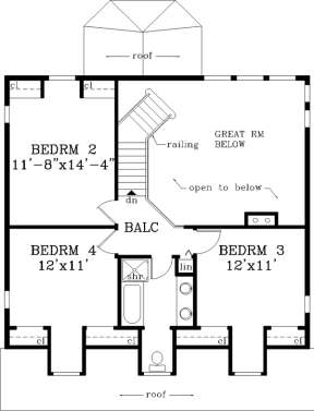 Upper Floor for House Plan #033-00019