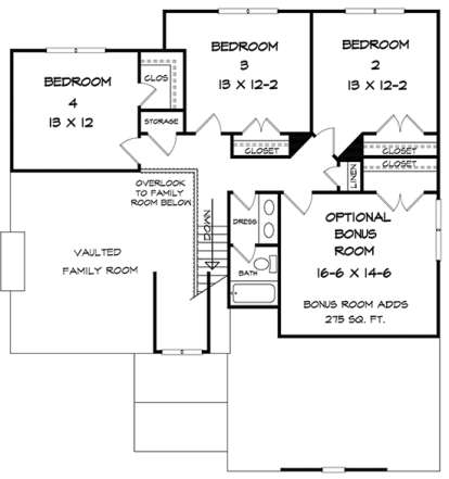 Upper for House Plan #6082-00001