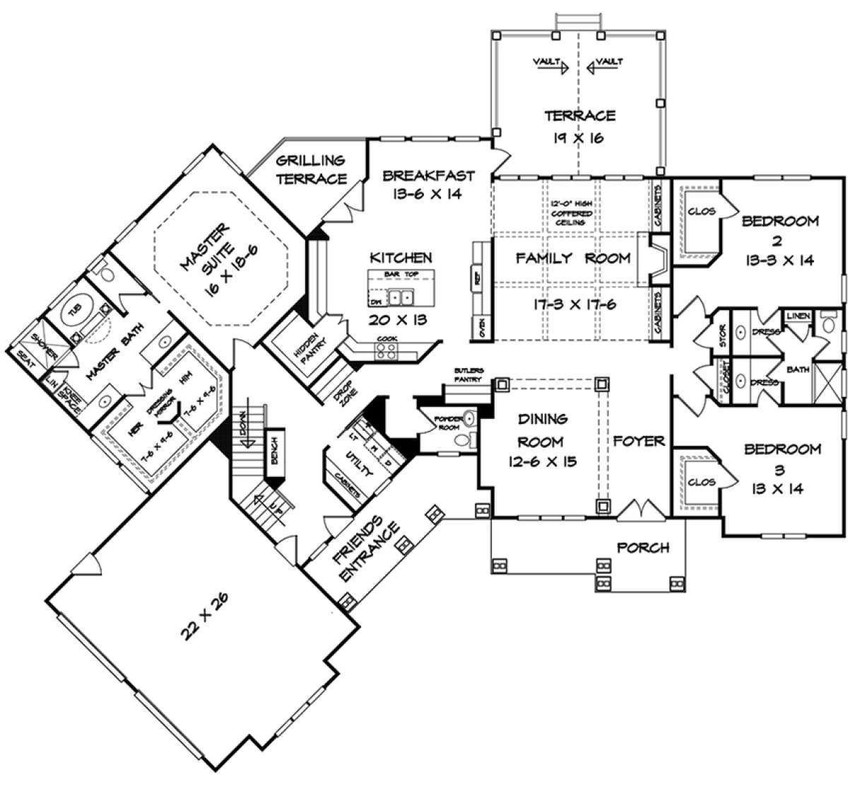 Craftsman Plan  3 060 Square Feet 3 Bedrooms 3 5 