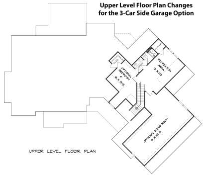 Second Floor Changes for 3-Car Side Garage Option for House Plan #6082-00006