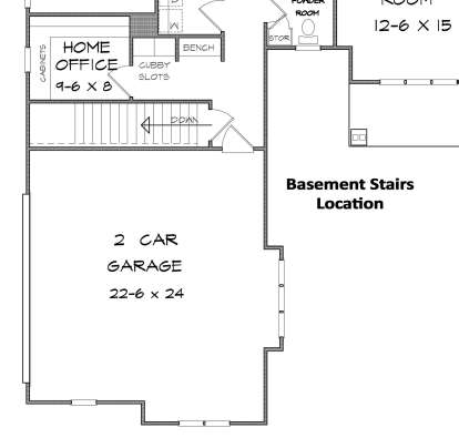 Optional Basement Stair Location for House Plan #6082-00042