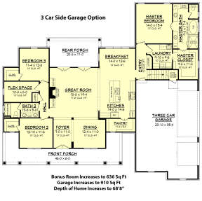 3 Car Side Garage Option for House Plan #041-00151