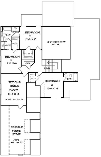 Upper for House Plan #6082-00049