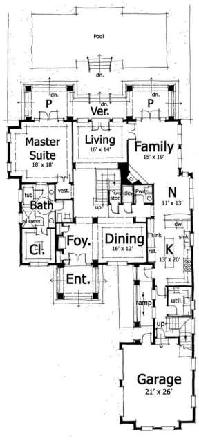 First Floor for House Plan #028-00025