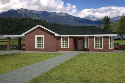 Ranch House Plan #1754-00021 Elevation Photo