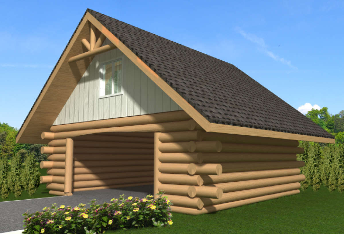 Log House Plan #039-00443 Elevation Photo