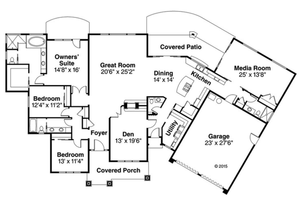 Floorplan 1 for House Plan #035-00725