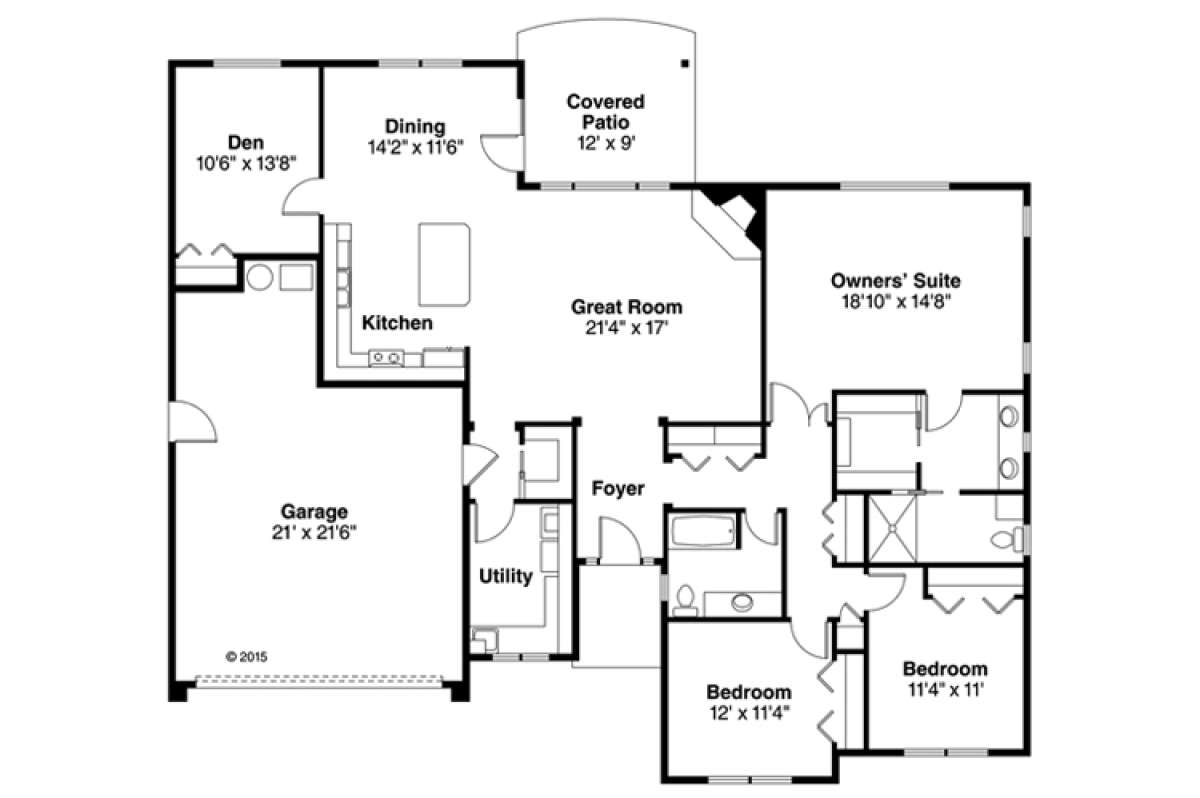 Floorplan 1 for House Plan #035-00729