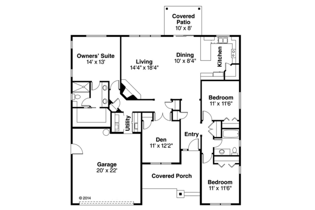 Floorplan 1 for House Plan #035-00750