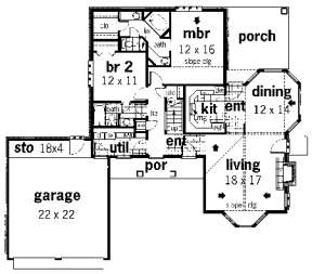 Floorplan 1 for House Plan #048-00113