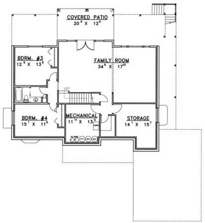 Basement Floor for House Plan #039-00451