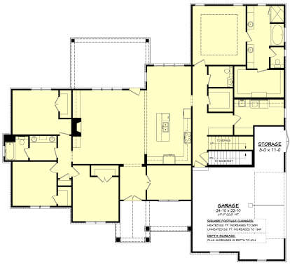 Main Floor w/ Basement Stairs Location for House Plan #041-00159