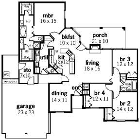 Floorplan 1 for House Plan #048-00116