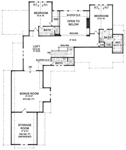 Upper for House Plan #098-00289