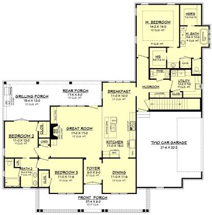 With Basement Stair Location for House Plan #041-00162