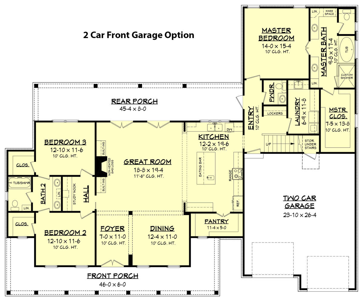 2 Car Front Garage Option for House Plan #041-00166