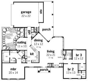 Floorplan 1 for House Plan #048-00121