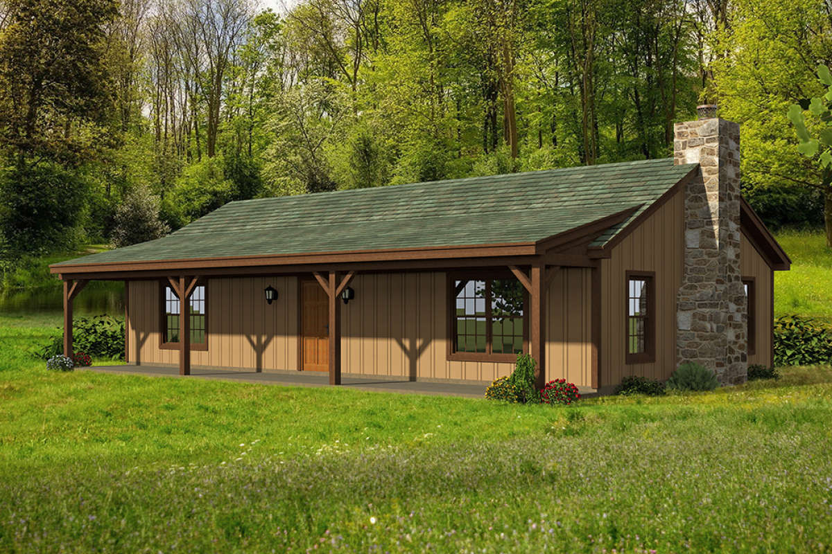 Cabin Plan - 1,200 Square Feet, 2 Bedrooms, 1 Bathroom | Floor Plan  #940-00036 | America's Best House Plans, image size:1200x800