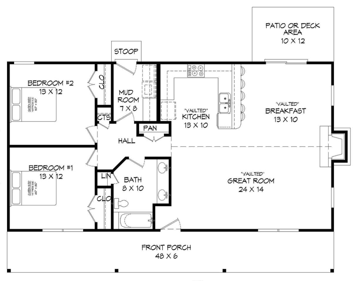House Plan 1462-00032 Modern Farmhouse Plan: 1,200 Square Feet