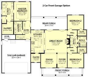 Two Car Front Garage Option for House Plan #041-00168