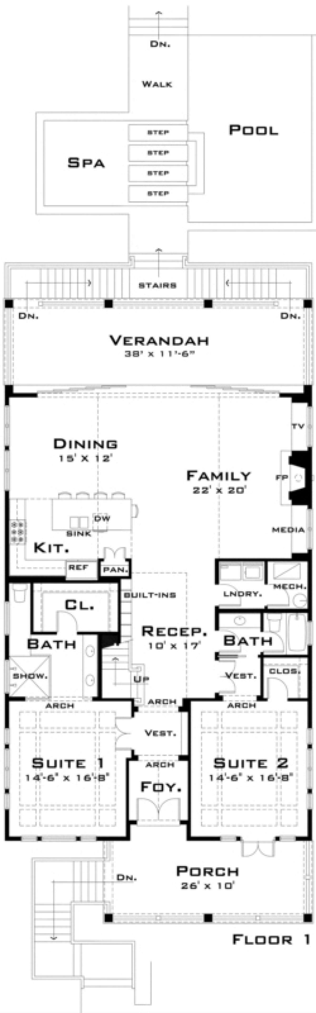 First Floor for House Plan #028-00028