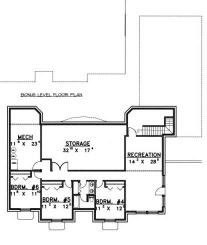 Basement Floor for House Plan #039-00468