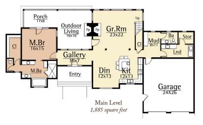 Floorplan 1 for House Plan #8504-00119