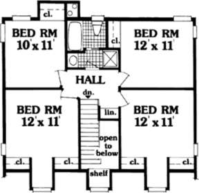 Upper FLoor for House Plan #033-00022