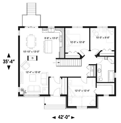 Floorplan 1 for House Plan #034-01135