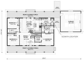 Main Floor w/ Basement Stair Location for House Plan #3125-00015
