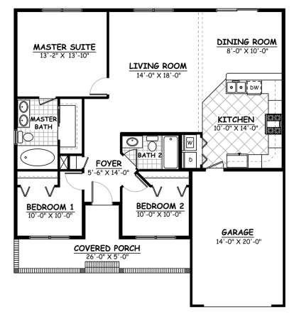 Floorplan 1 for House Plan #526-00001