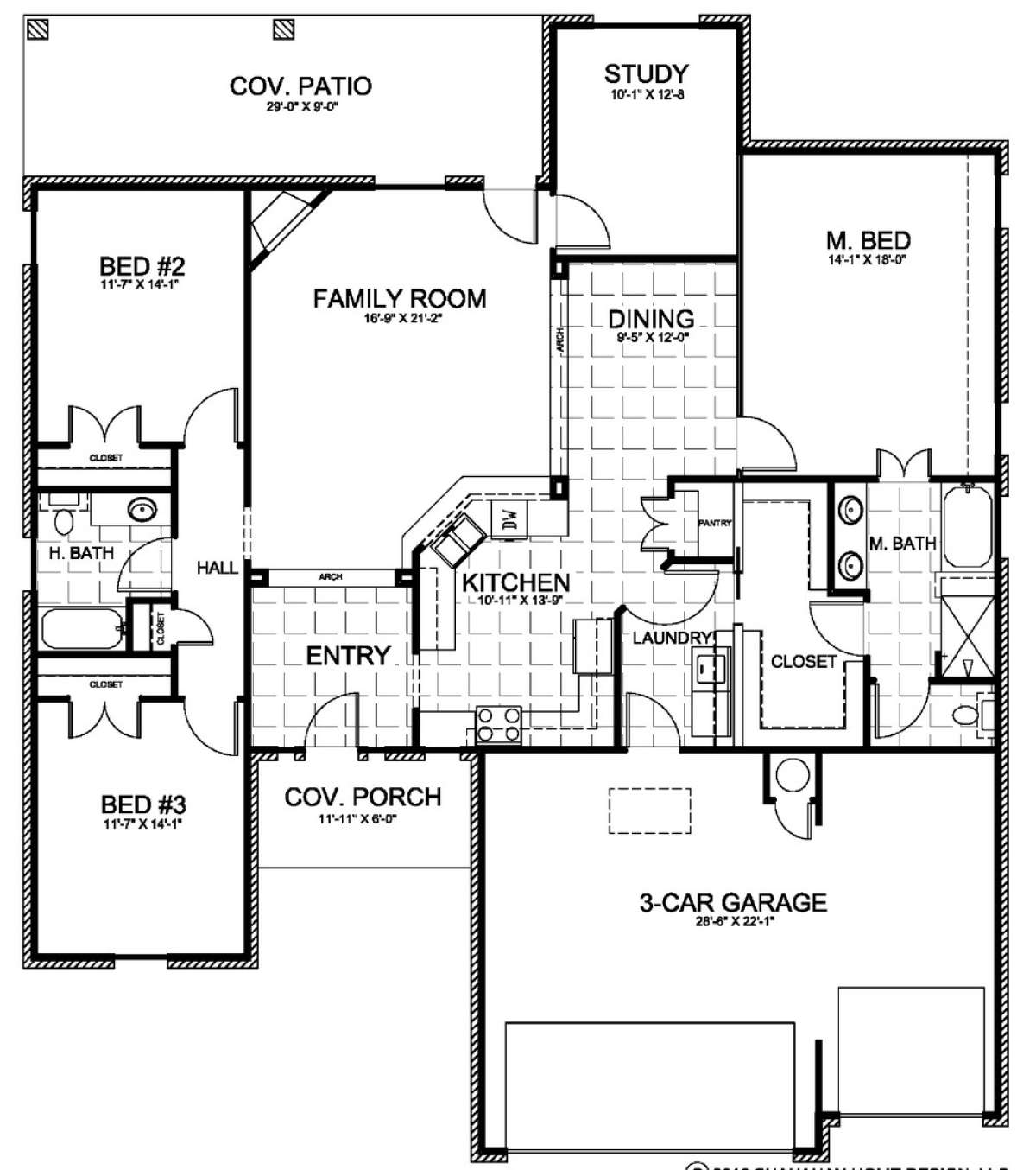 Floorplan 1 for House Plan #677-00001