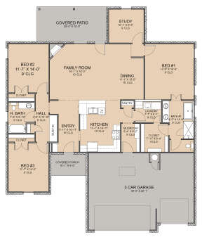 Floorplan 1 for House Plan #677-00001