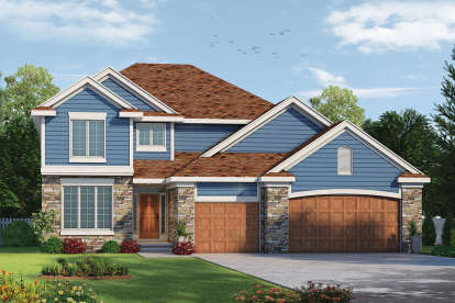 4 Bed, 3 Bath, 2321 Square Foot House Plan - #402-01481