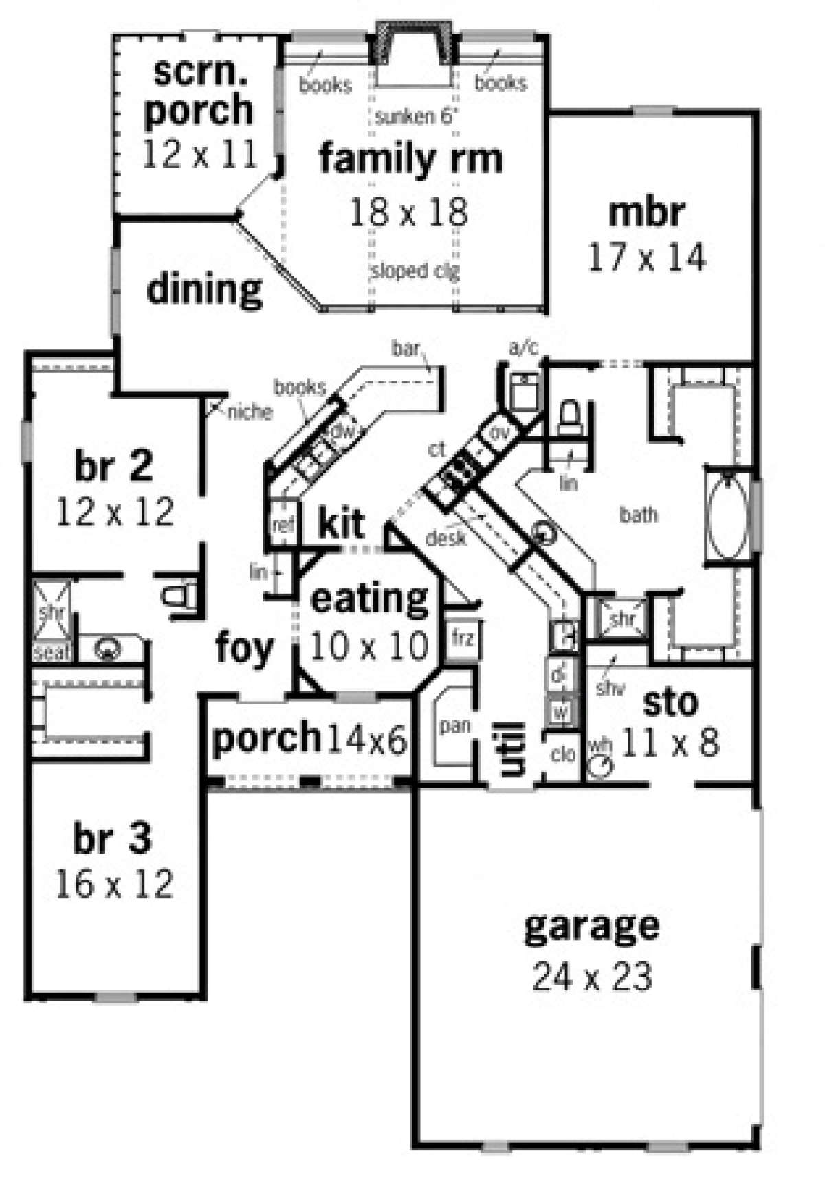 Floorplan 1 for House Plan #048-00136