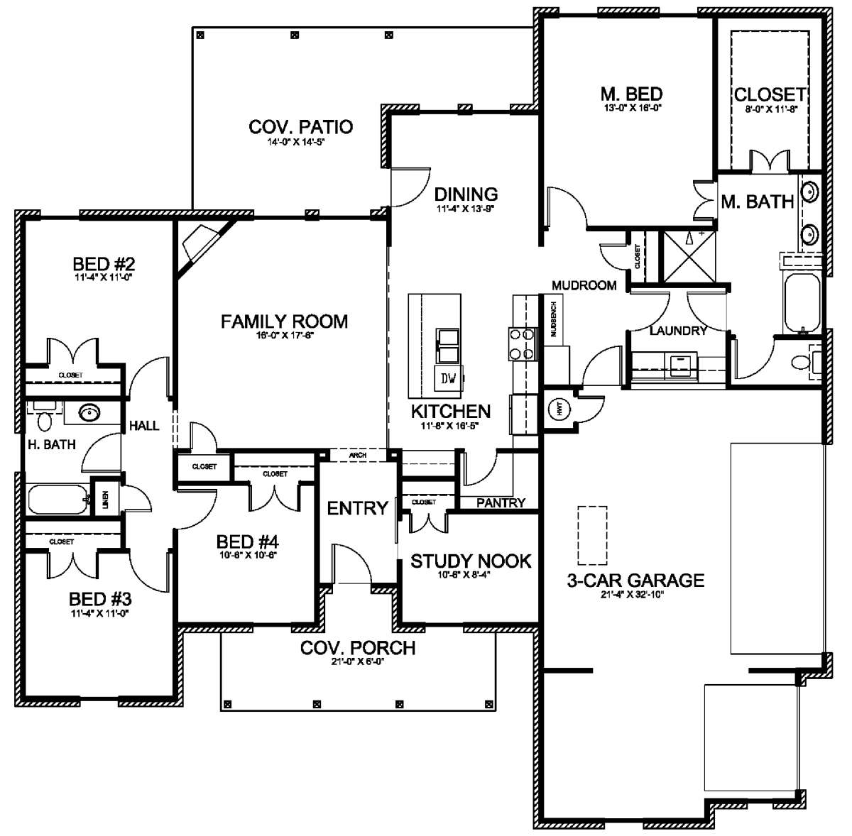 Floorplan 1 for House Plan #677-00003