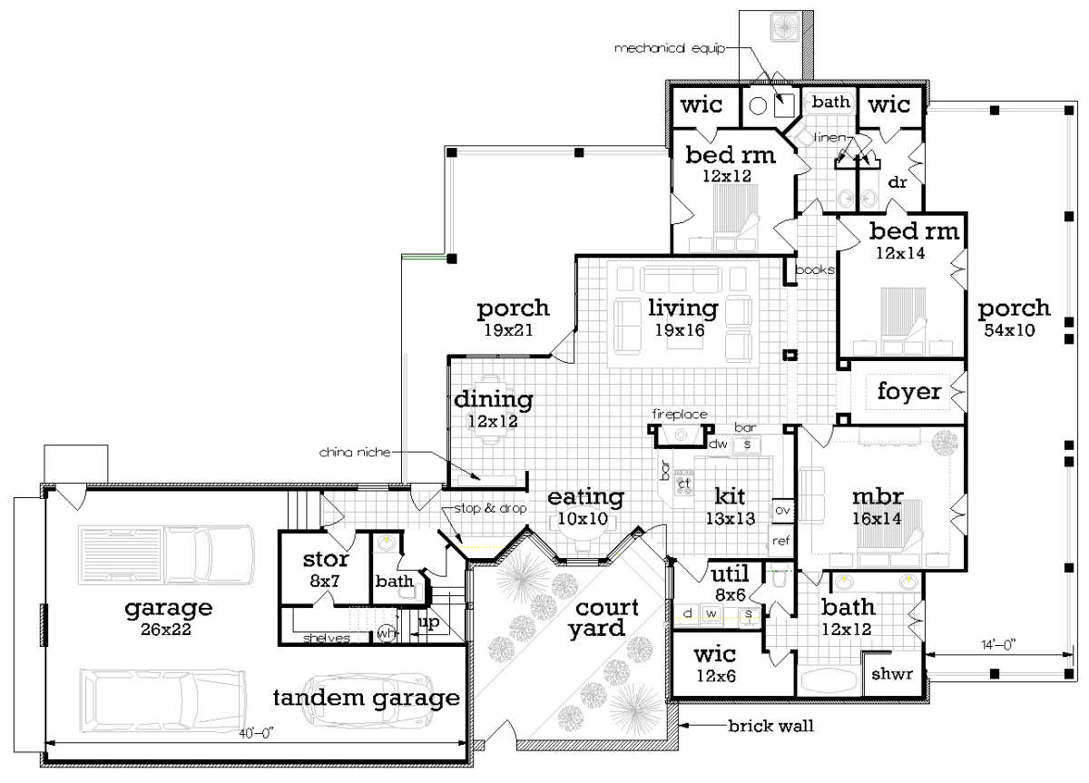 Floorplan 1 for House Plan #048-00256